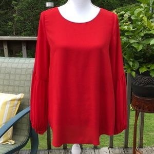Ann Taylor size S deep chiffon red blouse with balloon sleeves